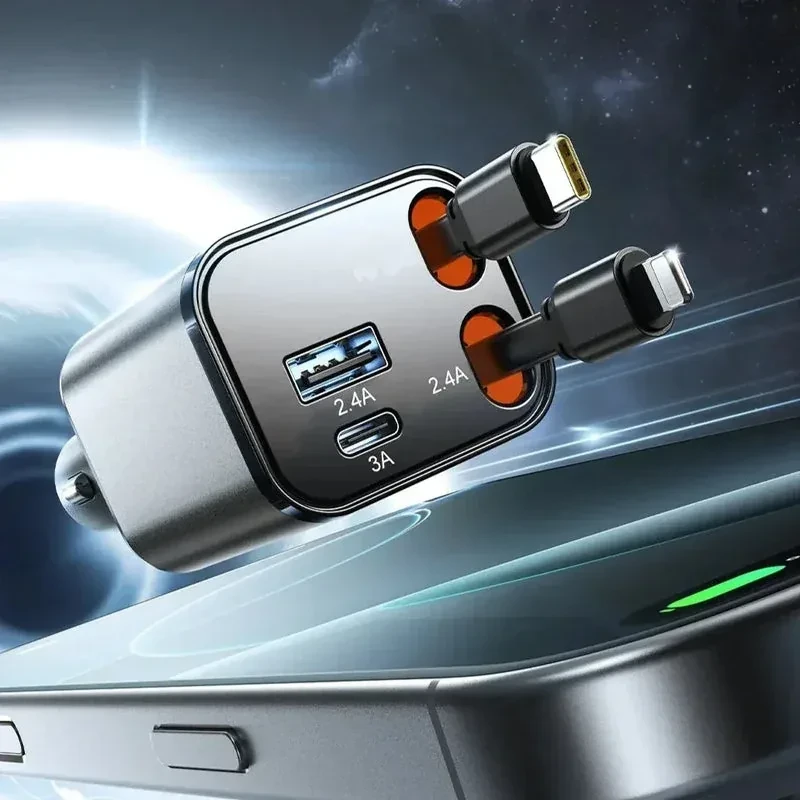 Joyroom JR-CCL05 Retractable 4-in-1 Car Charger 69W — صورة 1